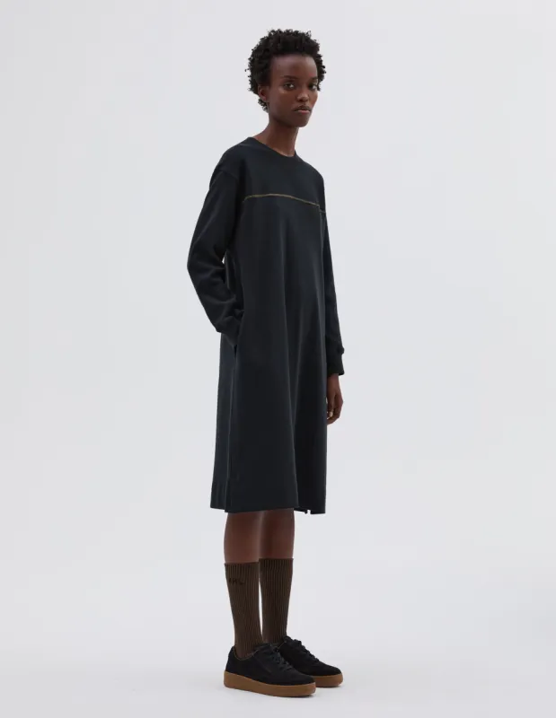 MHL. YOKE SEAM DRESS | HEAVY COTTON RIB | INK sold by Margaret Howell