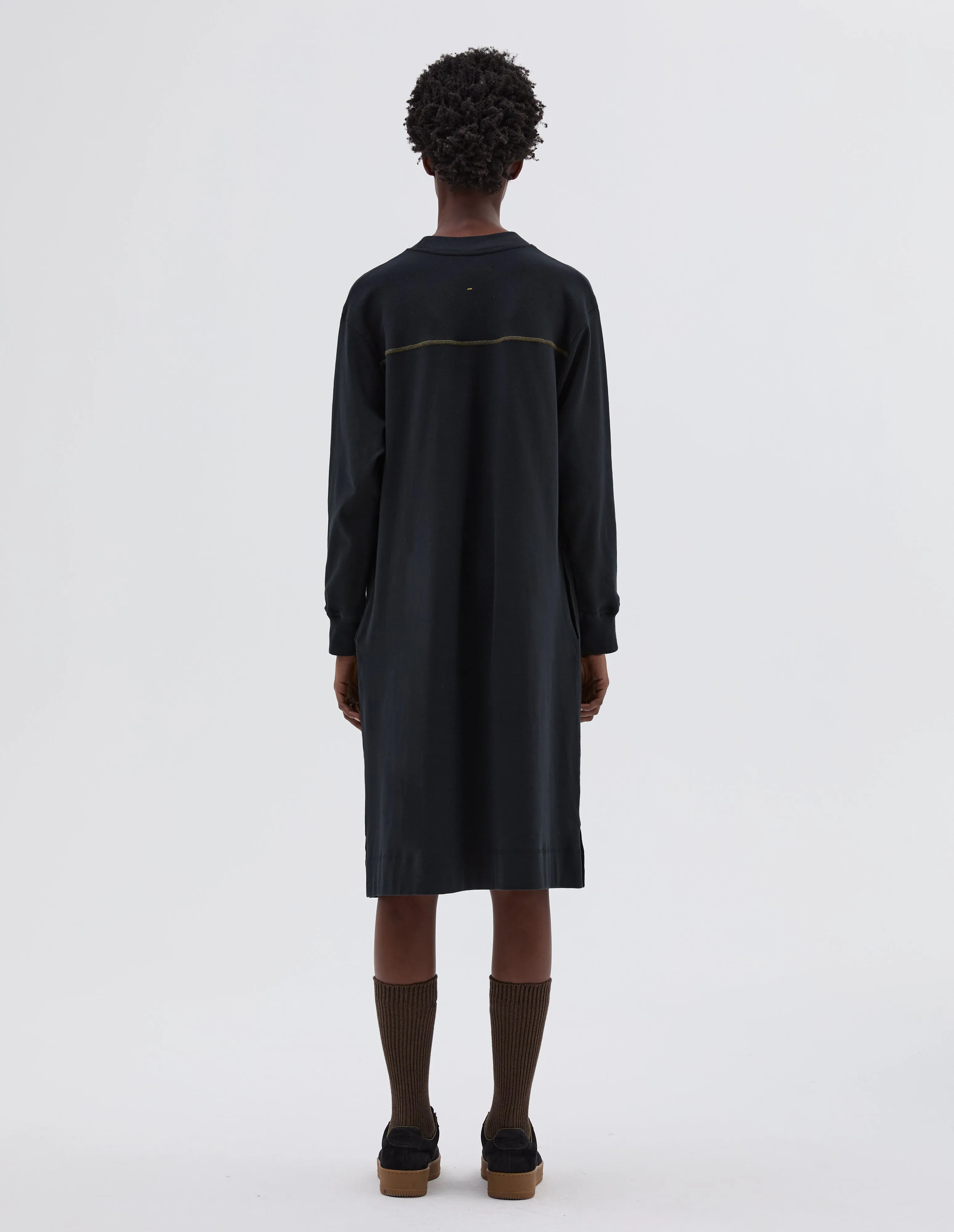 MHL. YOKE SEAM DRESS | HEAVY COTTON RIB | INK sold by Margaret Howell product image thumbnail 2