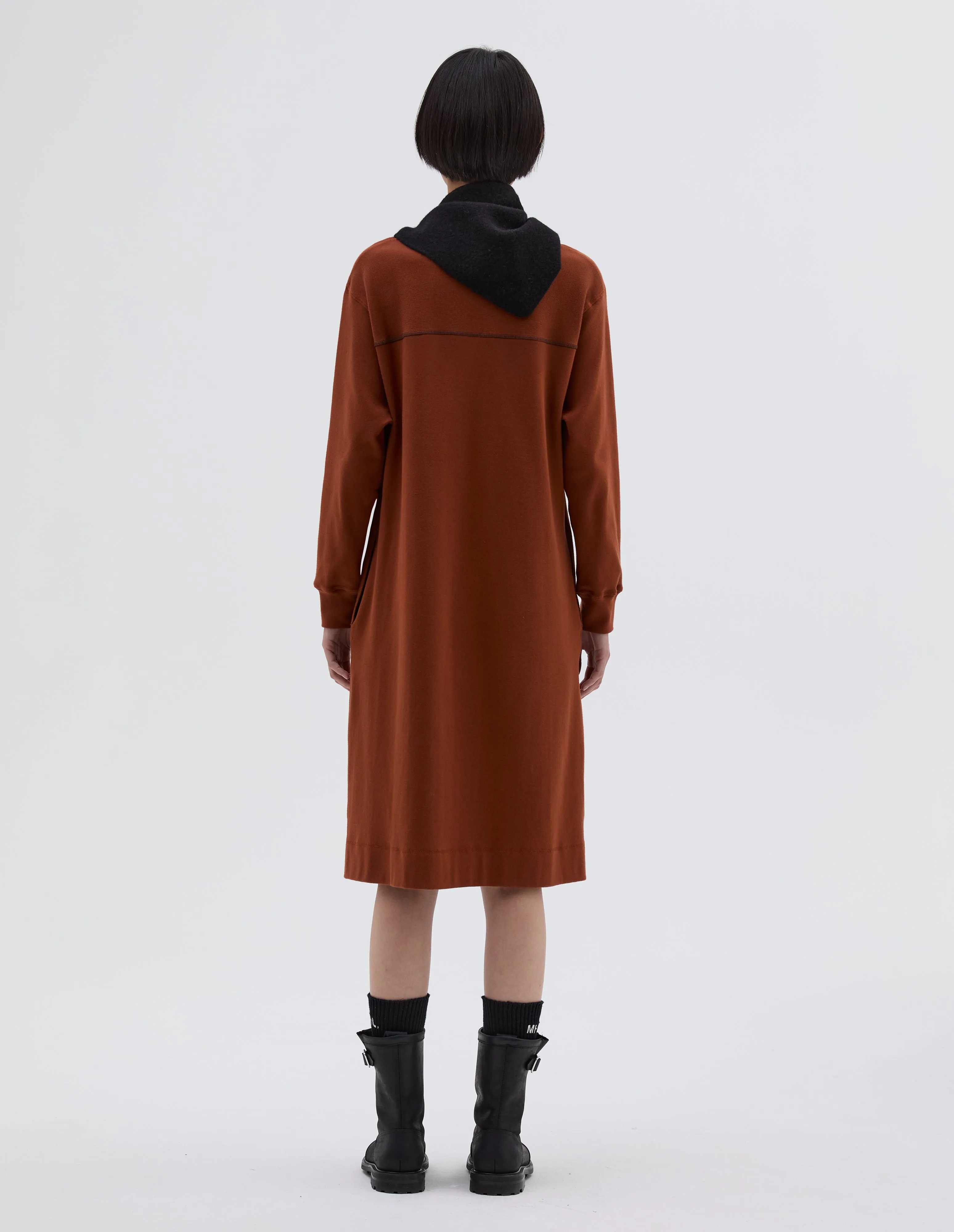 MHL. YOKE SEAM DRESS | HEAVY COTTON RIB | CAYENNE sold by Margaret Howell product image thumbnail 2