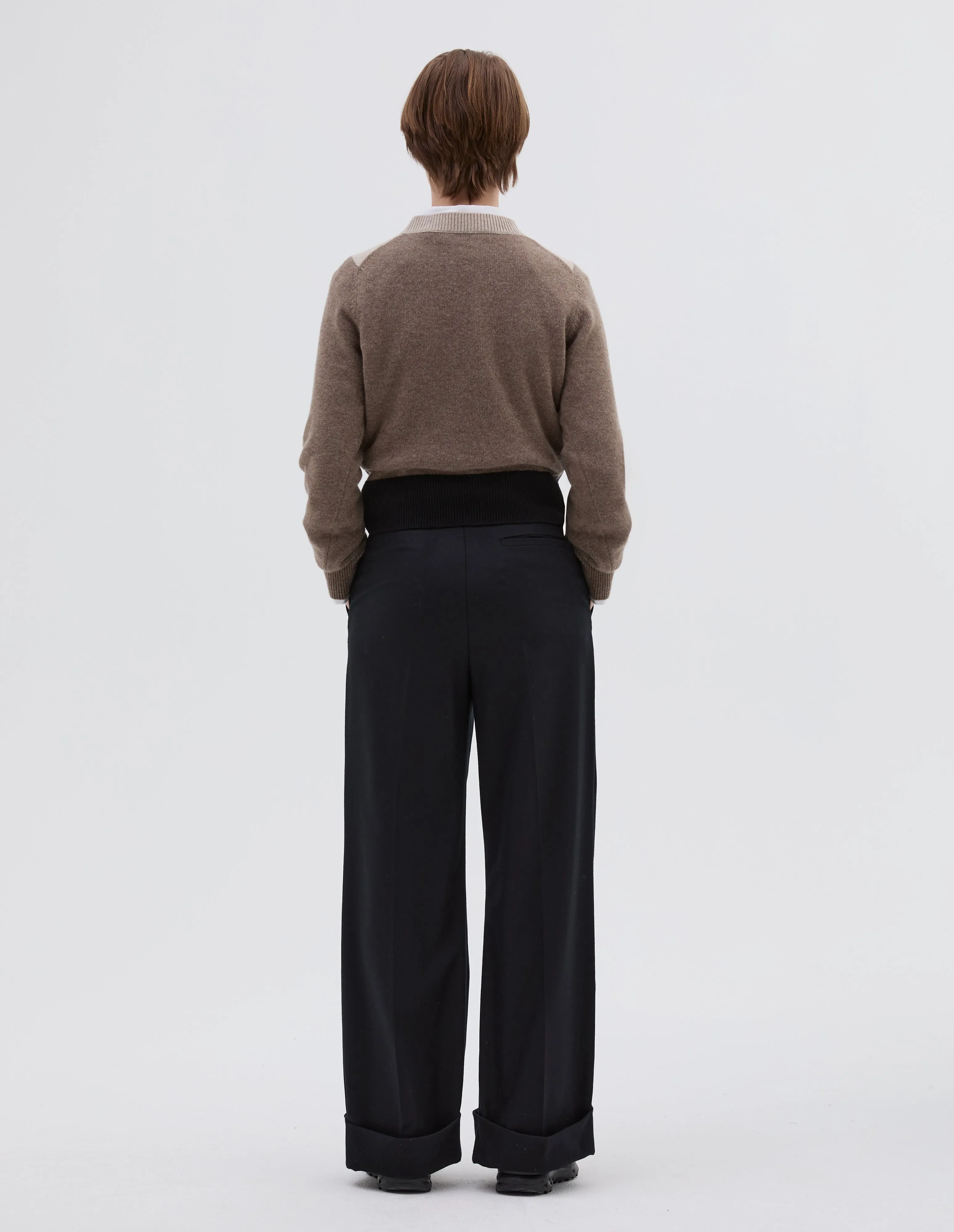 TURN UP SAILOR TROUSER | FLANNEL | DARK NAVY sold by Margaret Howell product image thumbnail 2