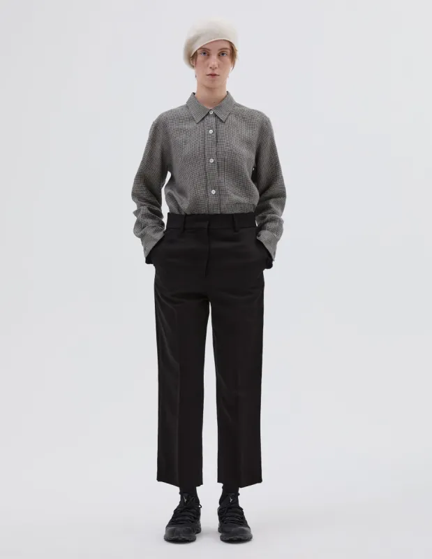 MIDI WAIST CROP TROUSER | MATT COTTON LINEN | BLACK sold by Margaret Howell