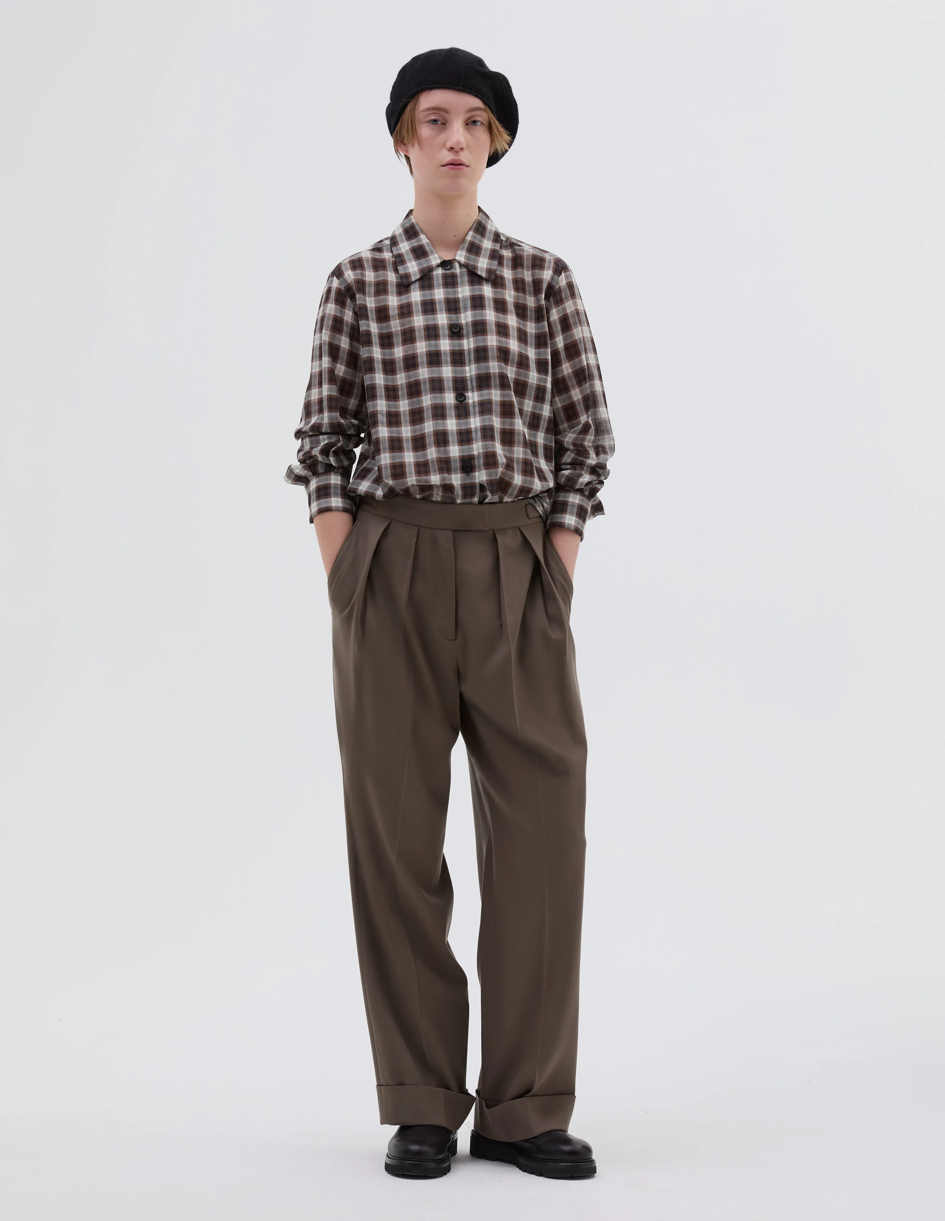 LOOSE LEG TROUSER | FLUID WOOL TWILL | MOUSE sold by Margaret Howell