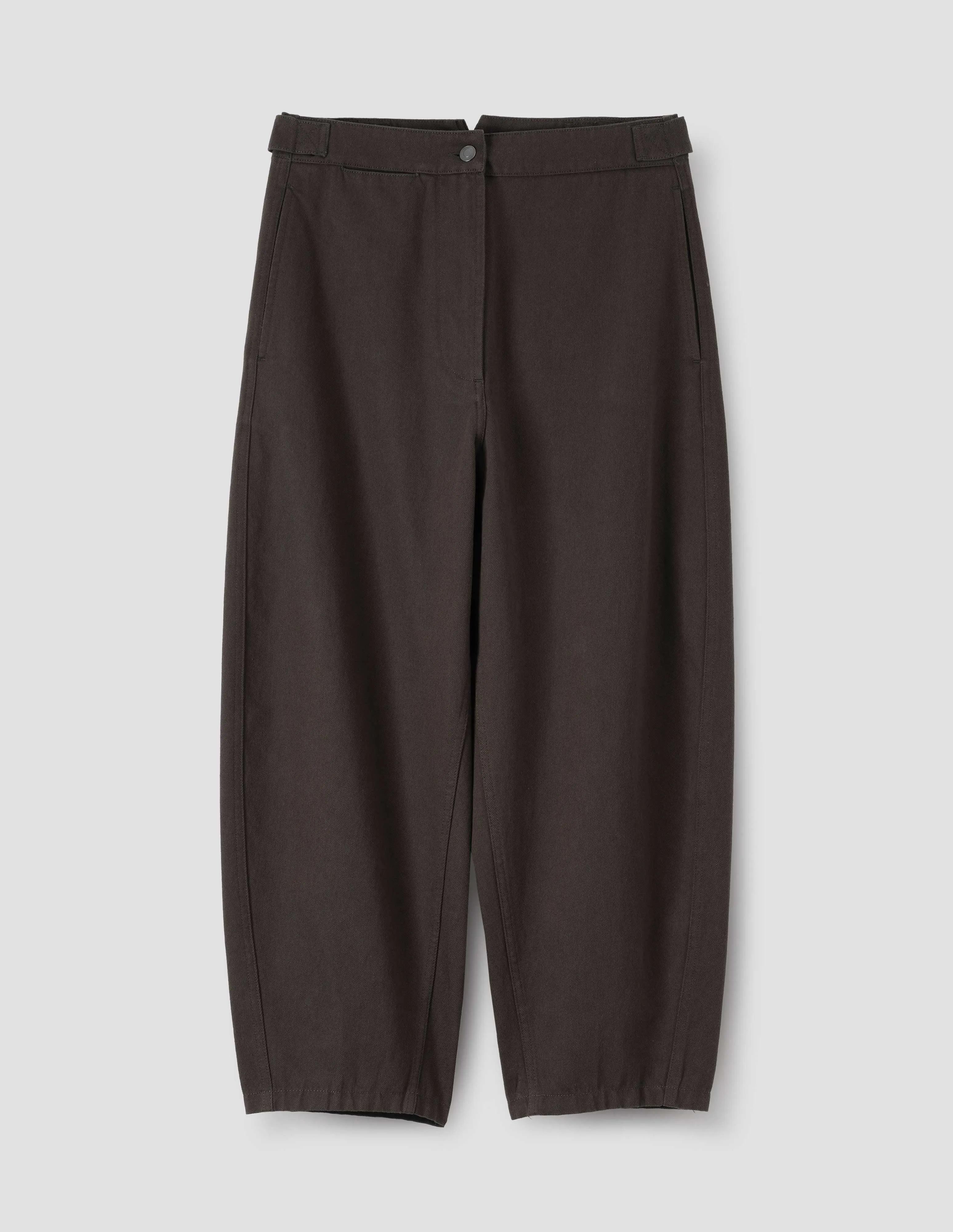 MHL. BARREL LEG TROUSER | RAISED COTTON DRILL | DARK BROWN sold by Margaret Howell product image thumbnail 4