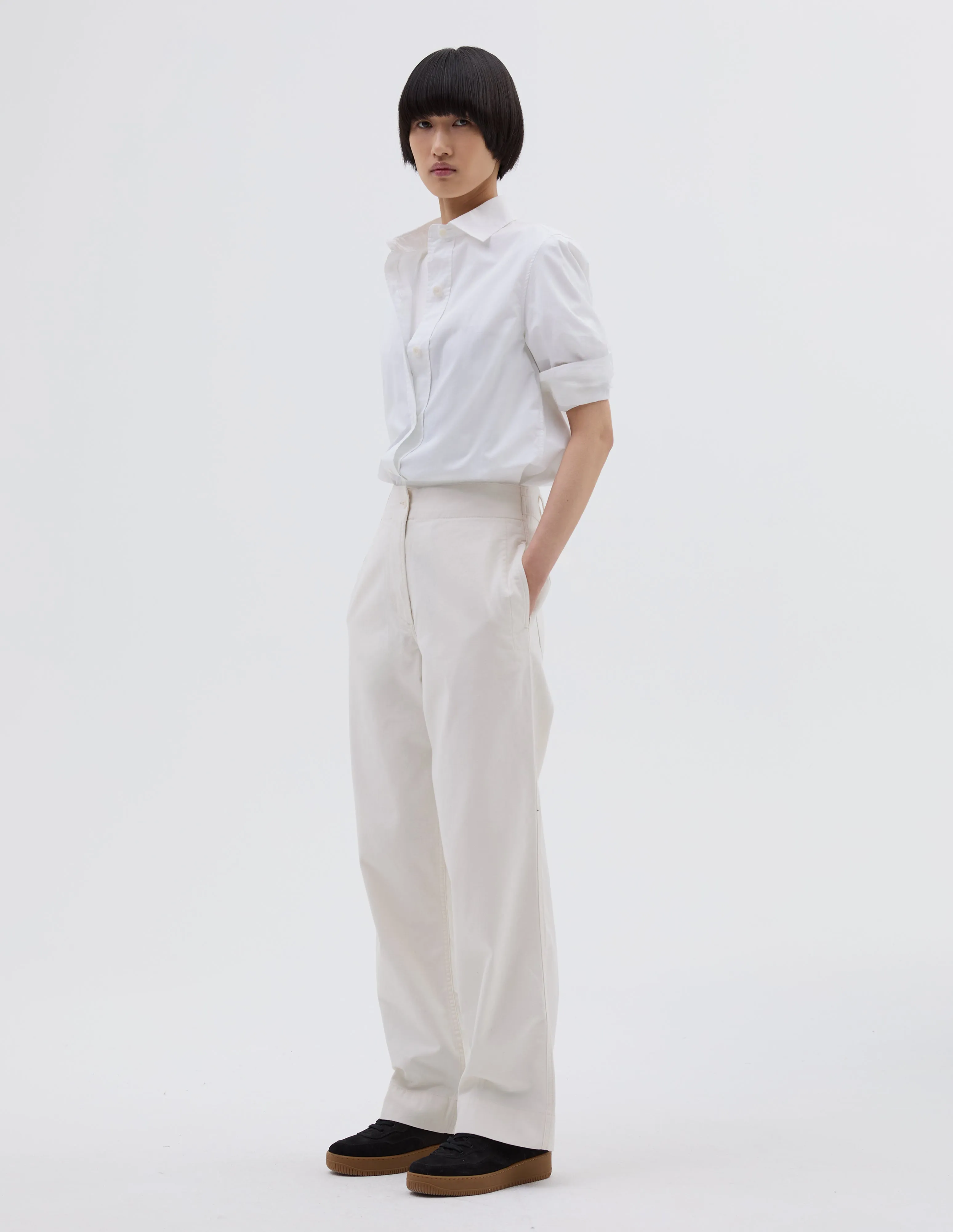 MHL. NAVAL TROUSER | DRY COTTON GABARDINE | OFF WHITE sold by Margaret Howell product image thumbnail 2