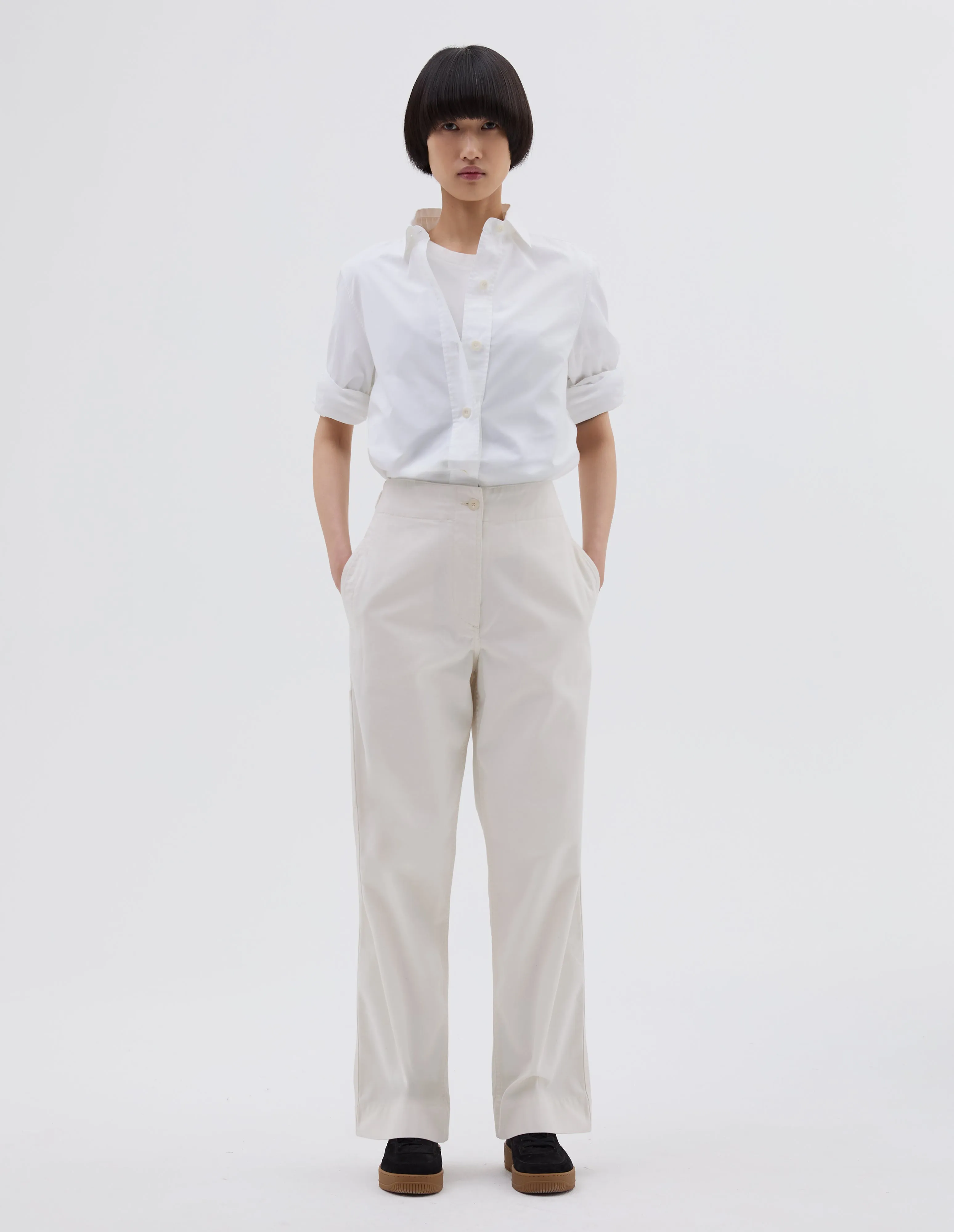 MHL. NAVAL TROUSER | DRY COTTON GABARDINE | OFF WHITE sold by Margaret Howell