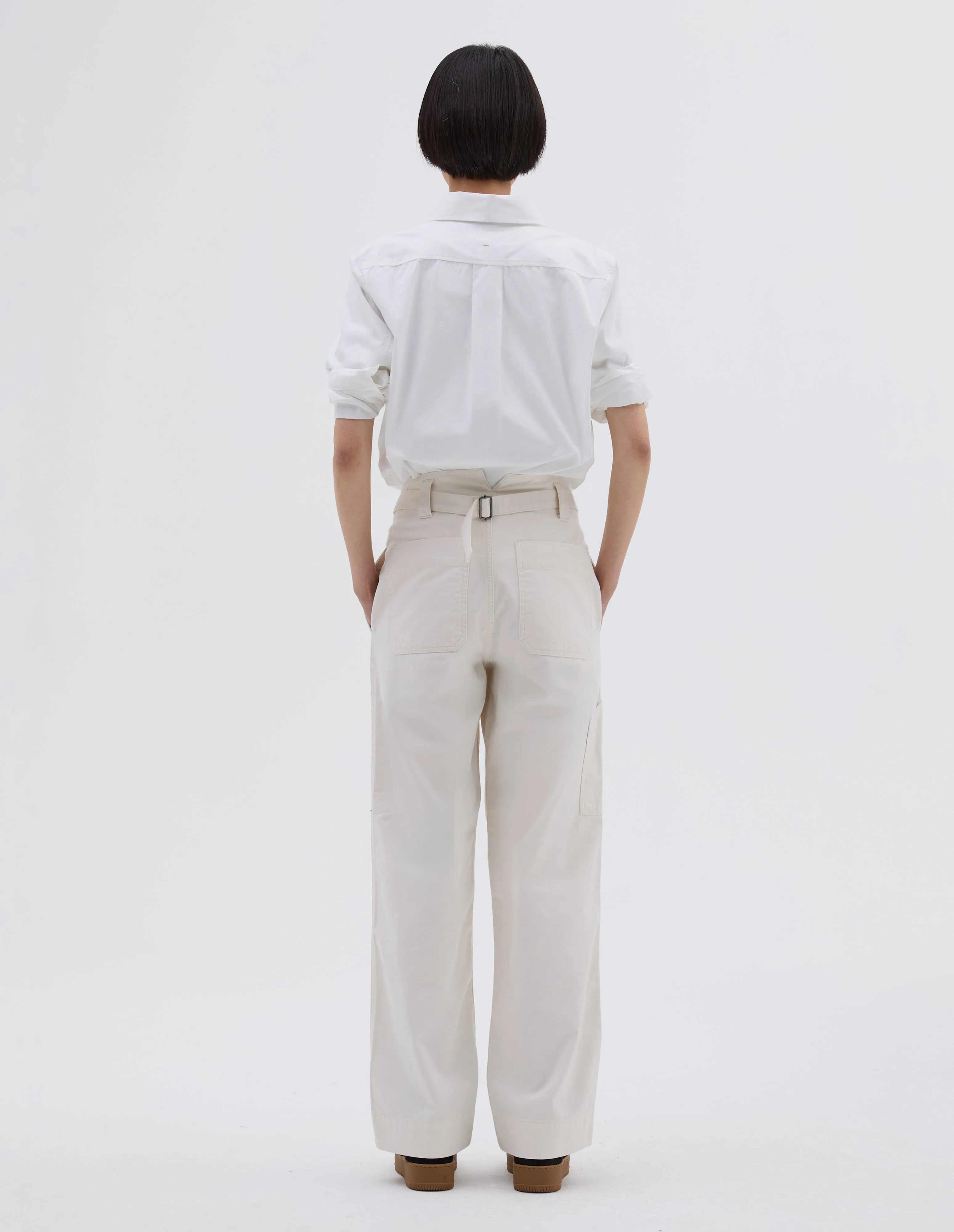 MHL. NAVAL TROUSER | DRY COTTON GABARDINE | OFF WHITE sold by Margaret Howell product image thumbnail 3