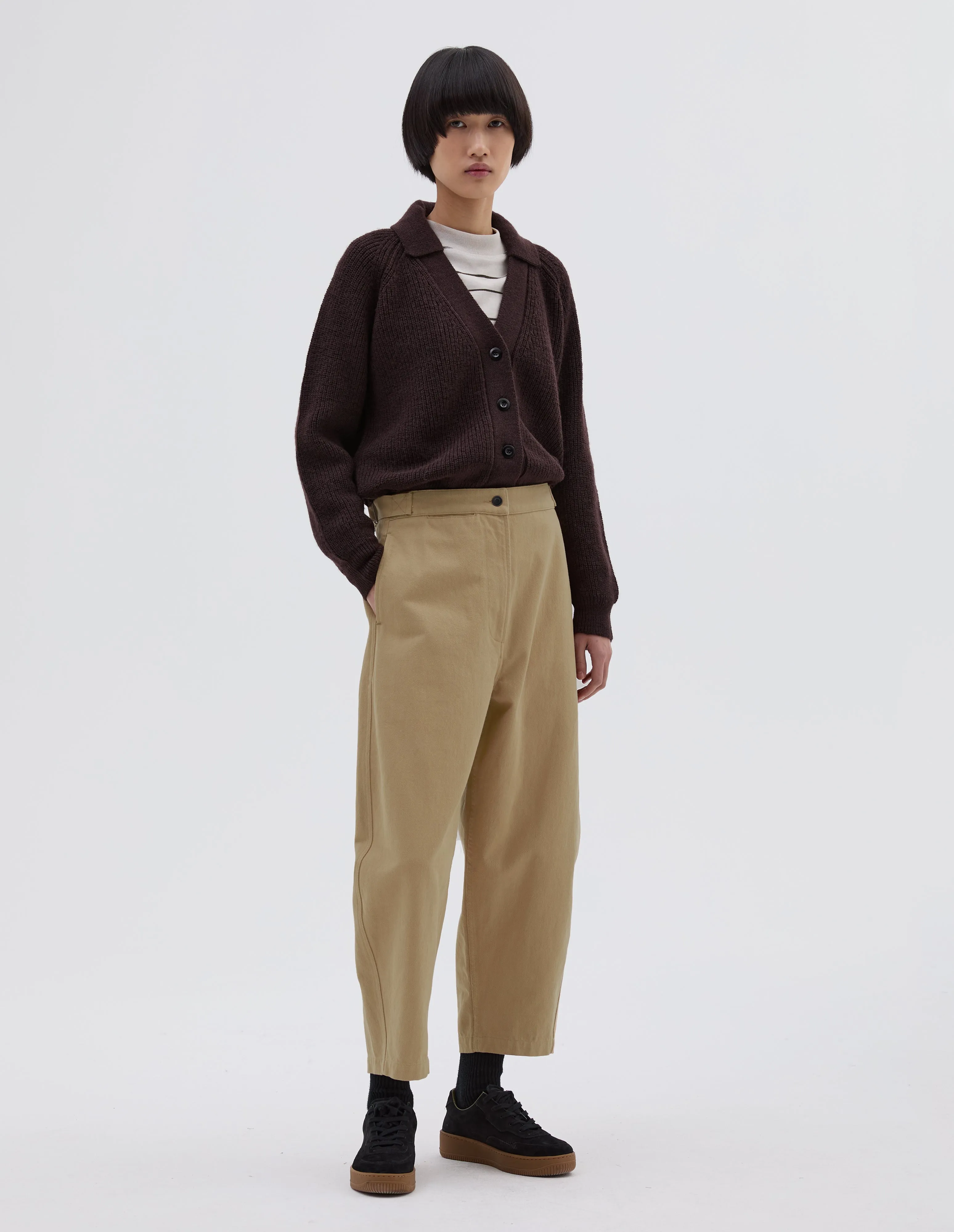 MHL. BARREL LEG TROUSER | RAISED COTTON DRILL | STONE sold by Margaret Howell product image thumbnail 2