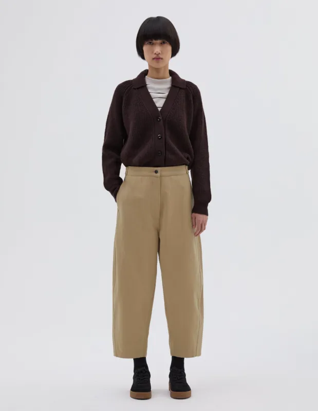 MHL. BARREL LEG TROUSER | RAISED COTTON DRILL | STONE sold by Margaret Howell