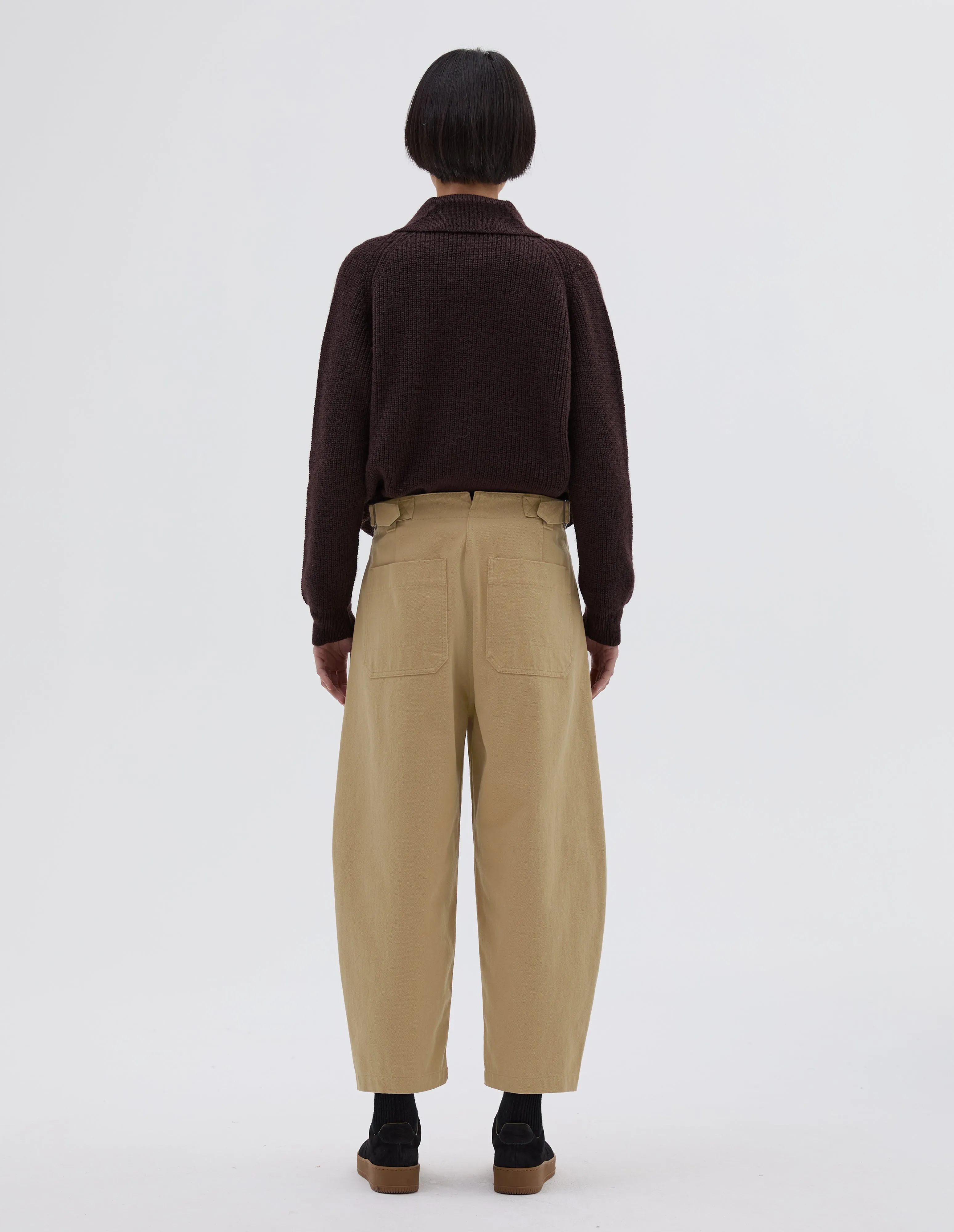 MHL. BARREL LEG TROUSER | RAISED COTTON DRILL | STONE sold by Margaret Howell product image thumbnail 3