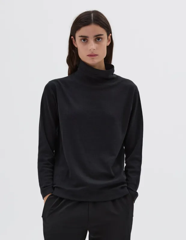 MIZUNO THERMAL FUNNEL NECK | BREATH THERMO WOOL JERSEY | BLACK sold by Margaret Howell