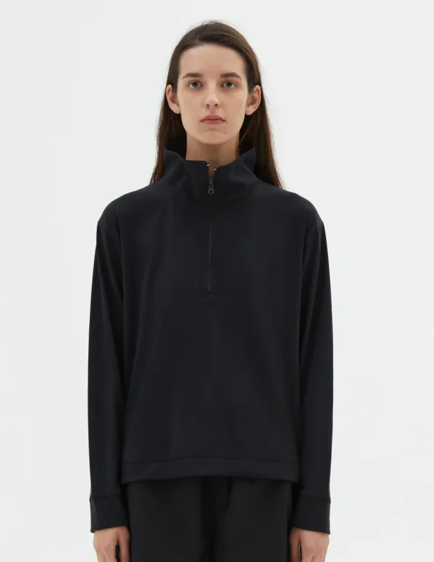 MIZUNO HALF ZIP SWEATSHIRT | RECYCLED POLYESTER JERSEY | BLACK sold by Margaret Howell