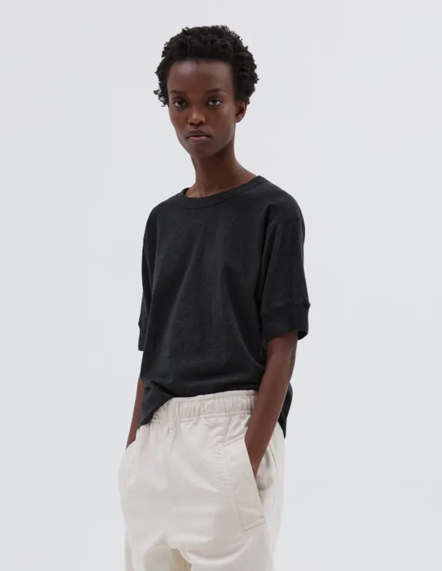 MHL. GYM T SHIRT | DRY COTTON MELANGE JERSEY | ASPHALT sold by Margaret Howell