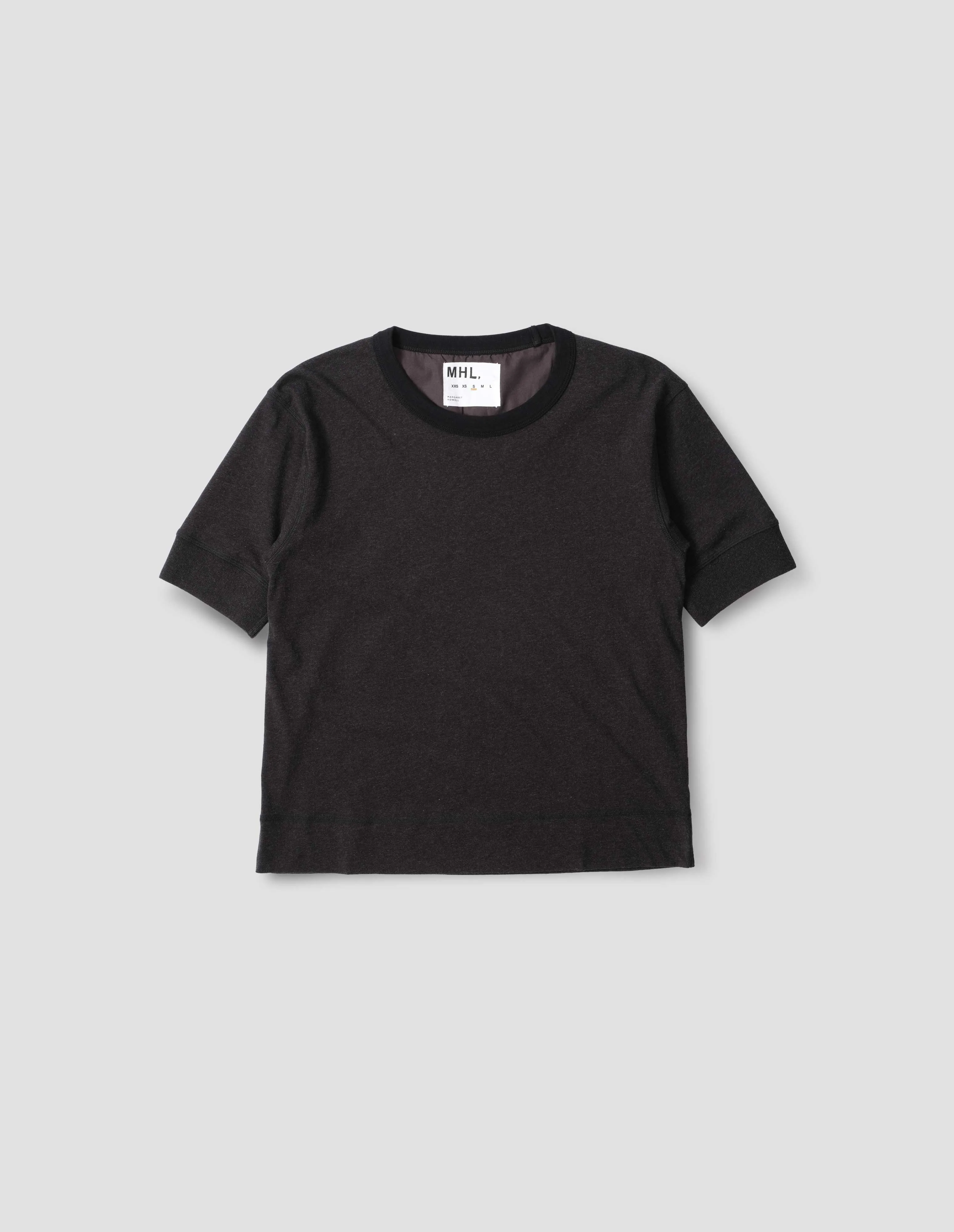 MHL. GYM T SHIRT | DRY COTTON MELANGE JERSEY | ASPHALT sold by Margaret Howell product image thumbnail 4