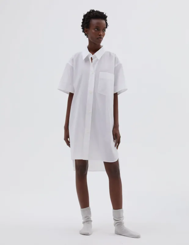 SHORT SLEEVE NIGHTSHIRT | FINE LIGHTWEIGHT COTTON | WHITE sold by Margaret Howell