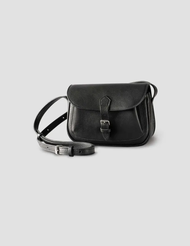 SMALL PLEAT POCKET SATCHEL | FINE GRAIN LEATHER | BLACK sold by Margaret Howell