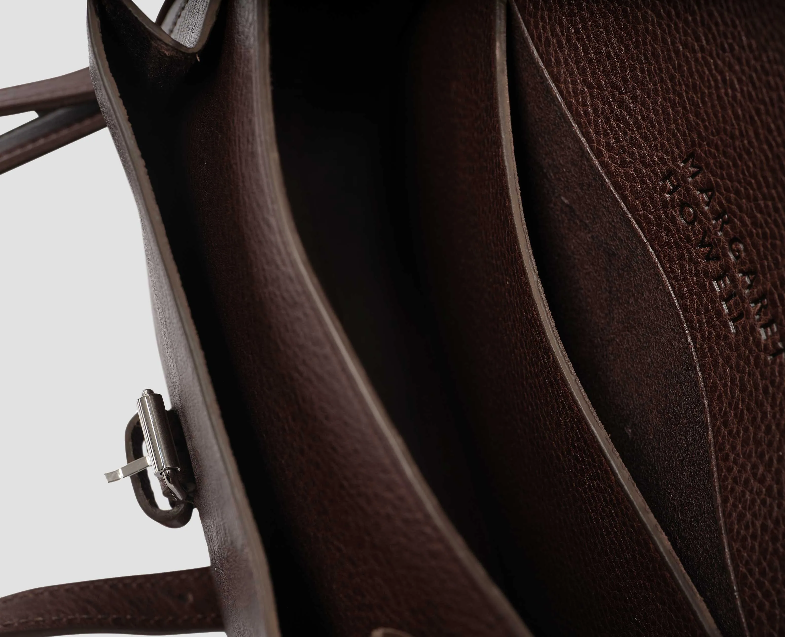 SMALL PLEAT POCKET SATCHEL | FINE GRAIN LEATHER | BROWN sold by Margaret Howell product image thumbnail 3