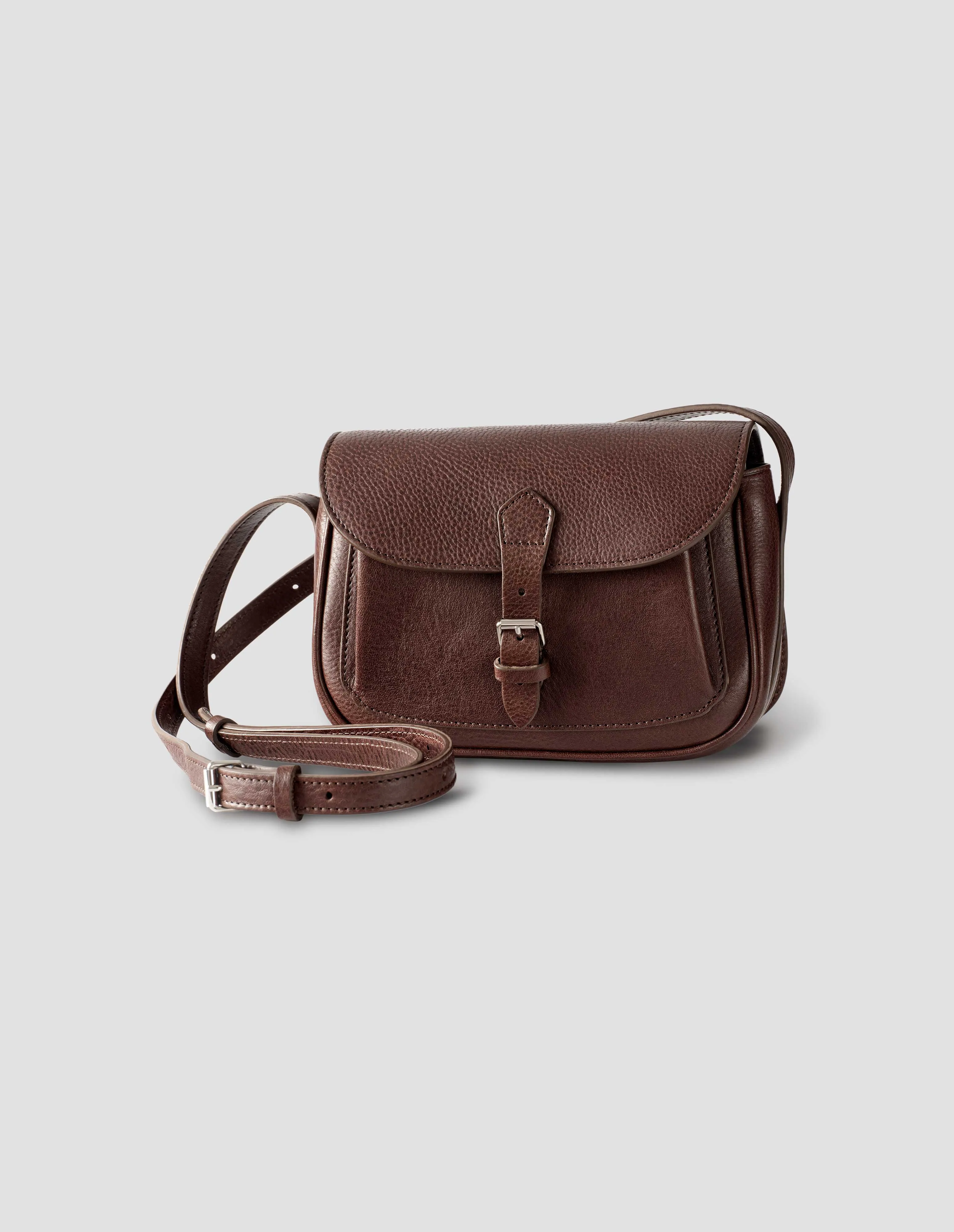 SMALL PLEAT POCKET SATCHEL | FINE GRAIN LEATHER | BROWN sold by Margaret Howell