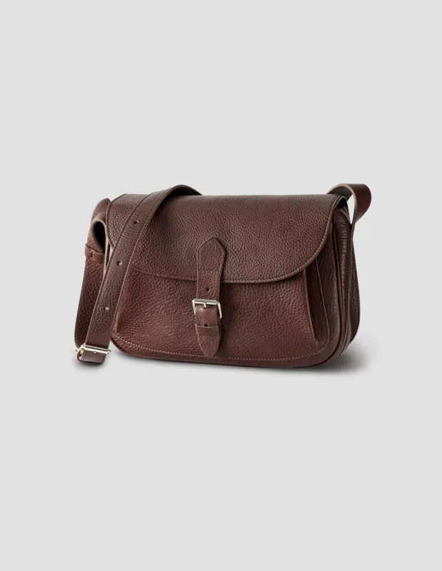 PLEAT POCKET SATCHEL | FINE GRAIN LEATHER | BROWN sold by Margaret Howell