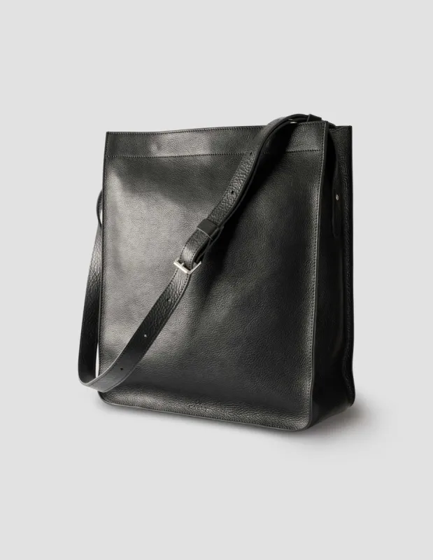 SHOULDER TOTE | FINE GRAIN LEATHER | BLACK sold by Margaret Howell