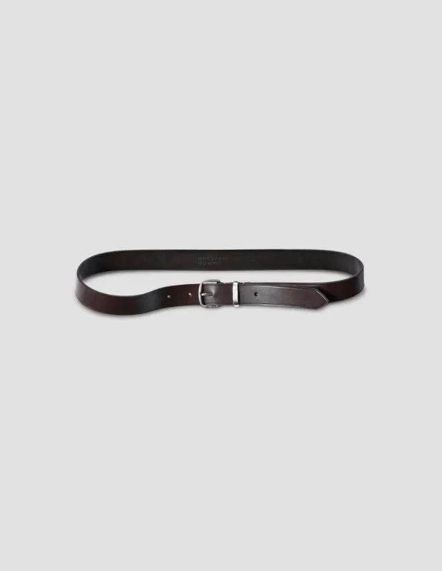 CLASSIC SILVER BUCKLE BELT | BRIDLE LEATHER | DARK BROWN sold by Margaret Howell