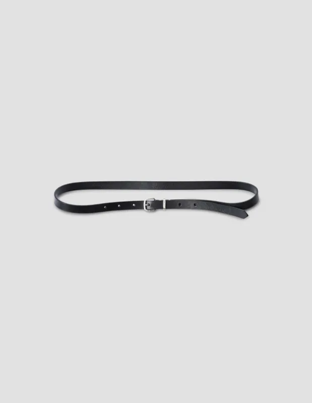 SLIM SILVER BUCKLE BELT | BRIDLE LEATHER | BLACK sold by Margaret Howell
