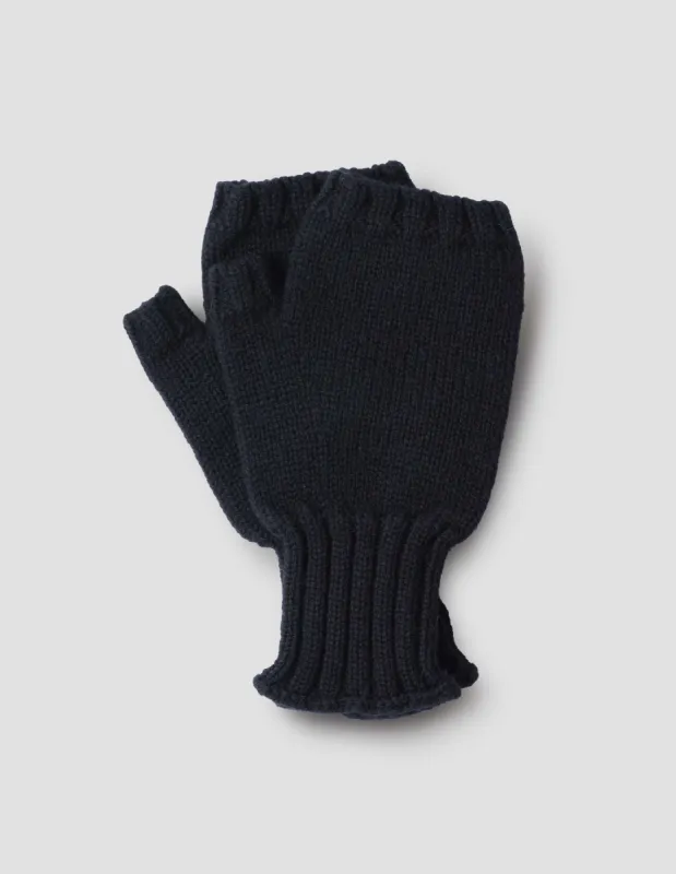 MHL. CHUNKY FINGERLESS GLOVE | BRITISH MERINO | BLACK sold by Margaret Howell