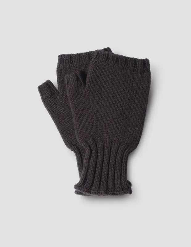 MHL. CHUNKY FINGERLESS GLOVE | BRITISH MERINO | DARK BROWN sold by Margaret Howell