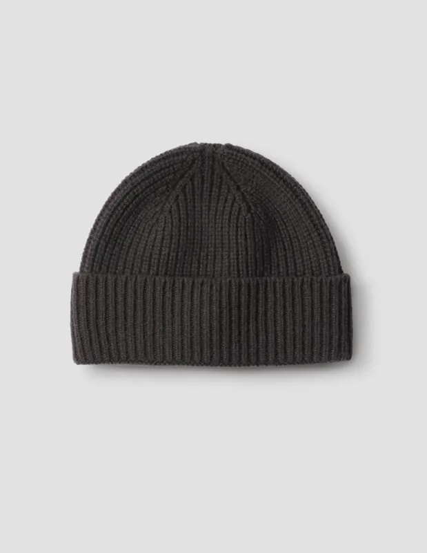 TEXTURED RIB BEANIE | MERINO CASHMERE | SLATE GREEN sold by Margaret Howell