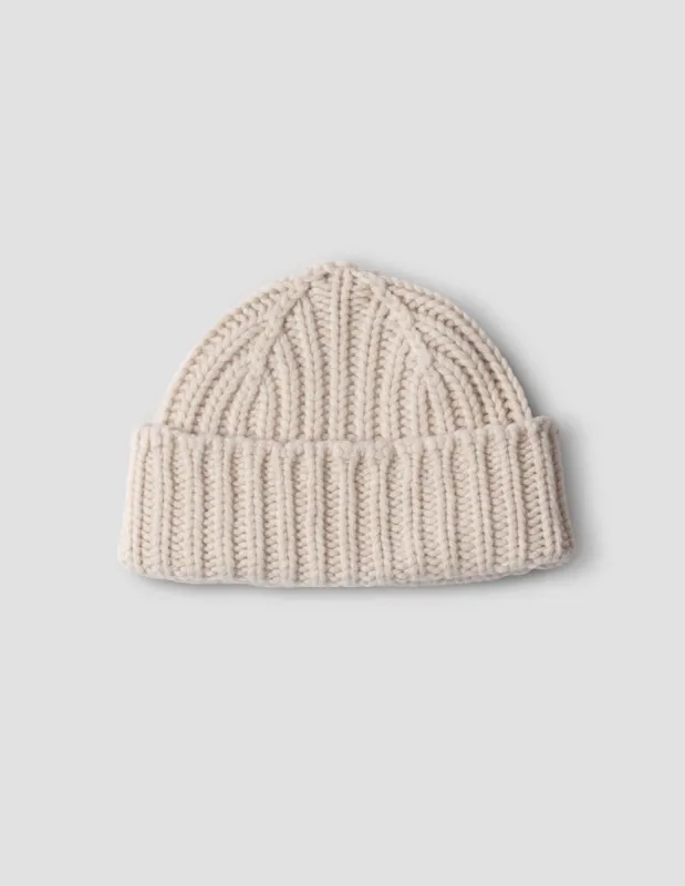 CHUNKY RIB BEANIE | MERINO CASHMERE | CREAM sold by Margaret Howell