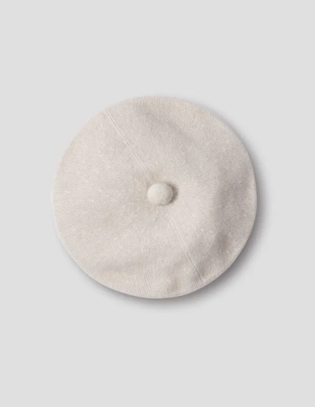 FELTED POM POM BERET | MERINO CASHMERE | CREAM sold by Margaret Howell
