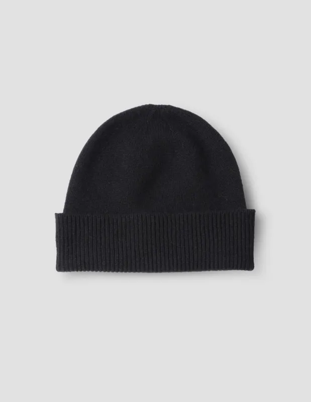 FINE GAUGE BEANIE | CASHMERE | BLACK sold by Margaret Howell