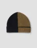 MHL. COLOUR BLOCK HAT | BRITISH MERINO | BLACK / MUSTARD sold by Margaret Howell