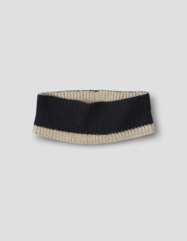 MHL. TIPPED HEADBAND | LAMBSWOOL | BLACK / LINEN sold by Margaret Howell