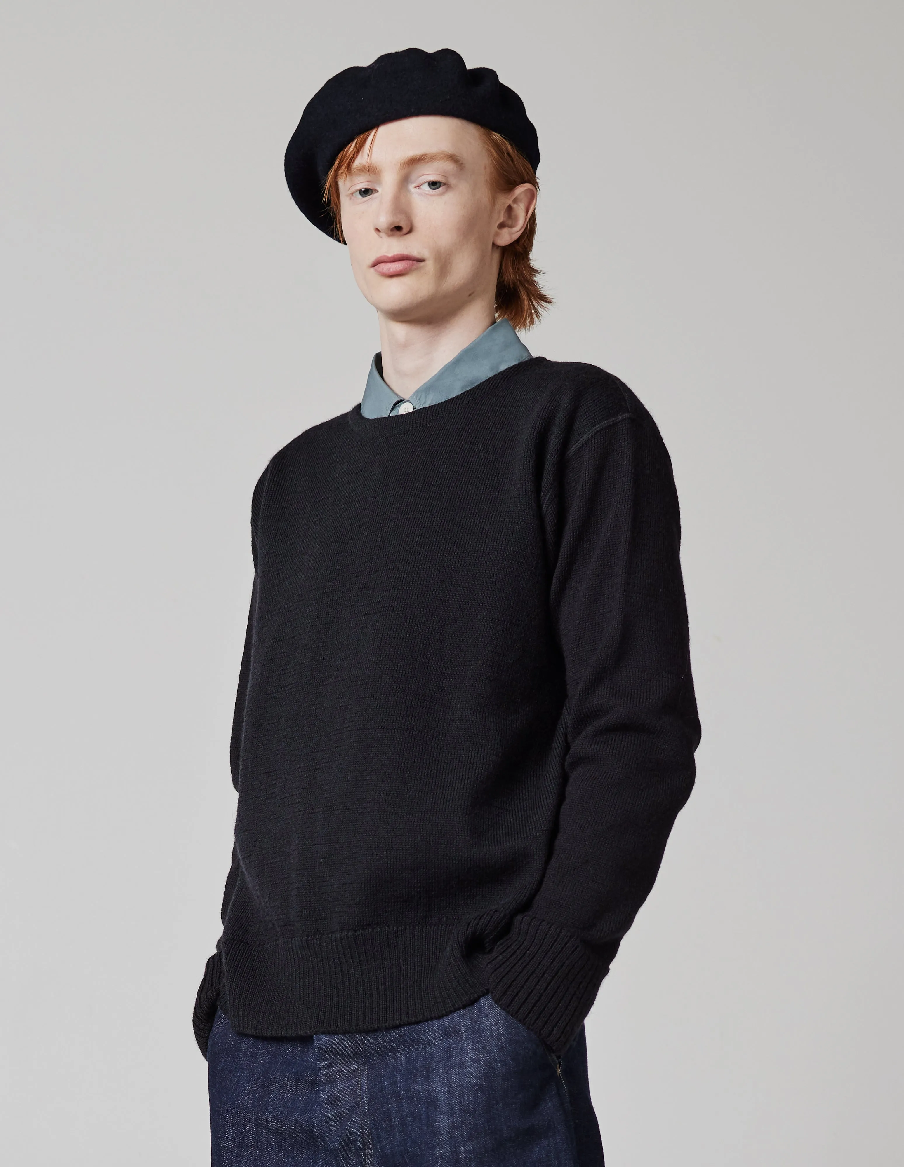 MHL. WOOL BERET | FELTED WOOL | BLACK sold by Margaret Howell product image thumbnail 3