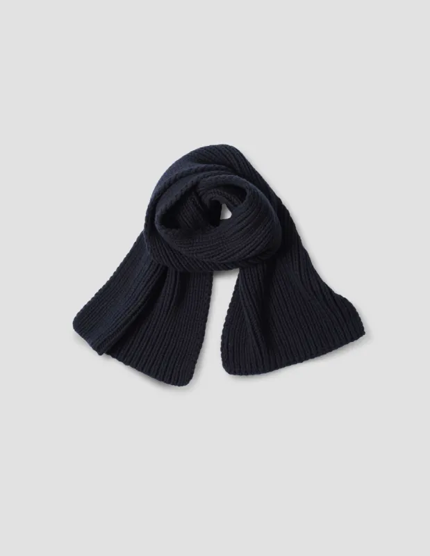 CHUNKY RIB SCARF | MERINO CASHMERE | NAVY sold by Margaret Howell