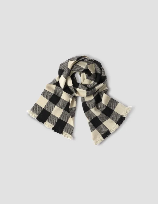 OVERSIZED GINGHAM SCARF | GEELONG LAMBSWOOL | CHARCOAL / ECRU sold by Margaret Howell