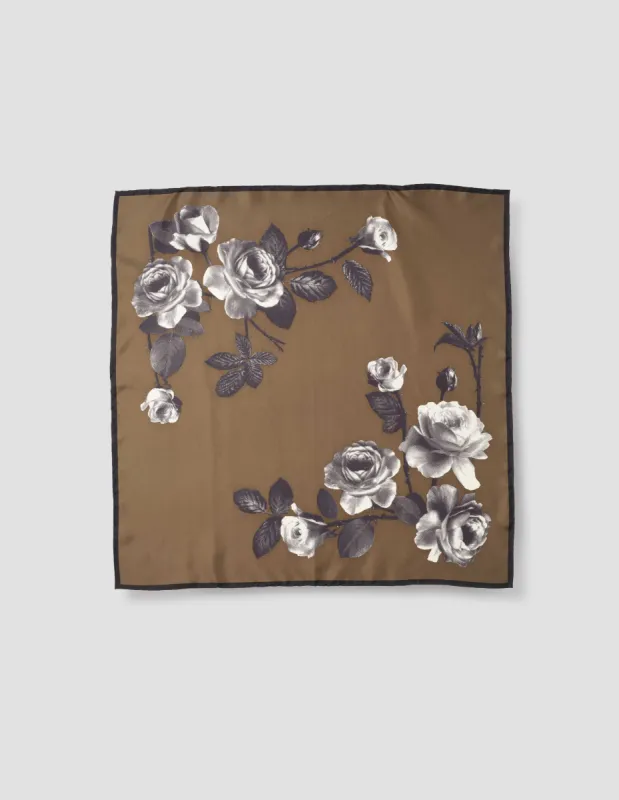 TWO COLOUR ROSE SCARF | SILK TWILL | CUMIN sold by Margaret Howell