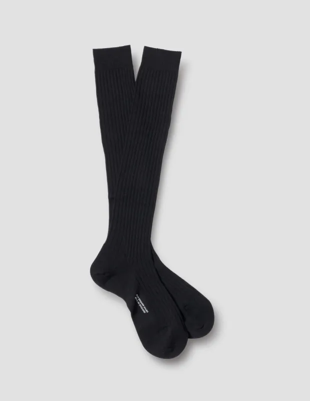 LONG RIBBED SOCK | FINE MERINO | BLACK sold by Margaret Howell