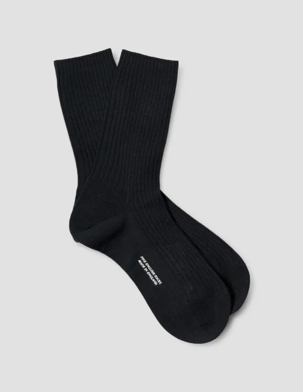 FULL RIB SOCK  | FINE MERINO | BLACK sold by Margaret Howell