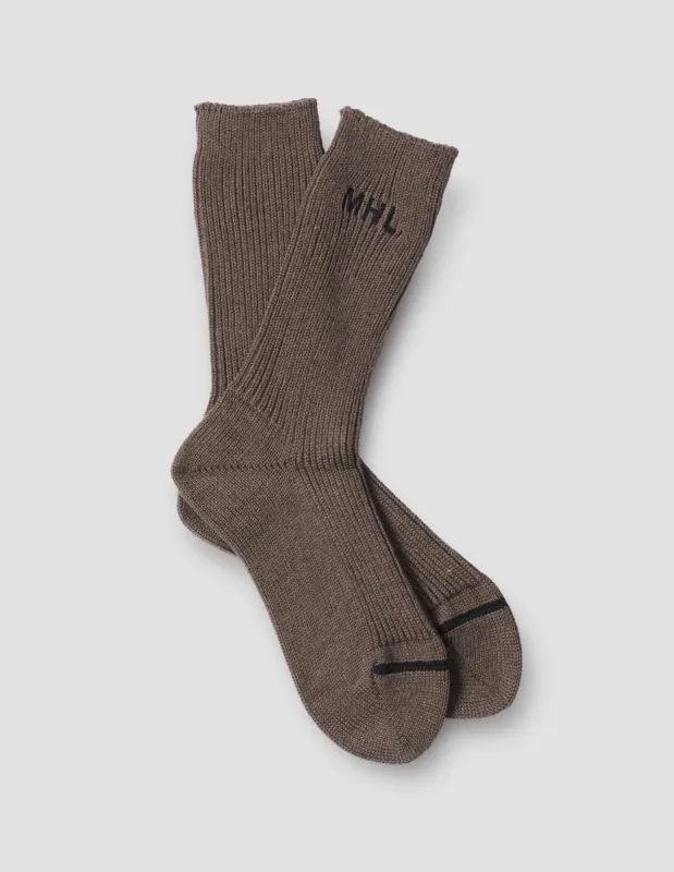 MHL. SPORT SOCK | COTTON BLEND | BARK sold by Margaret Howell