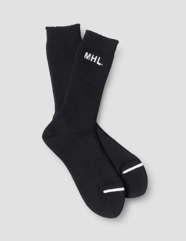 MHL. SPORT SOCK | COTTON BLEND | BLACK made by Margaret Howell
