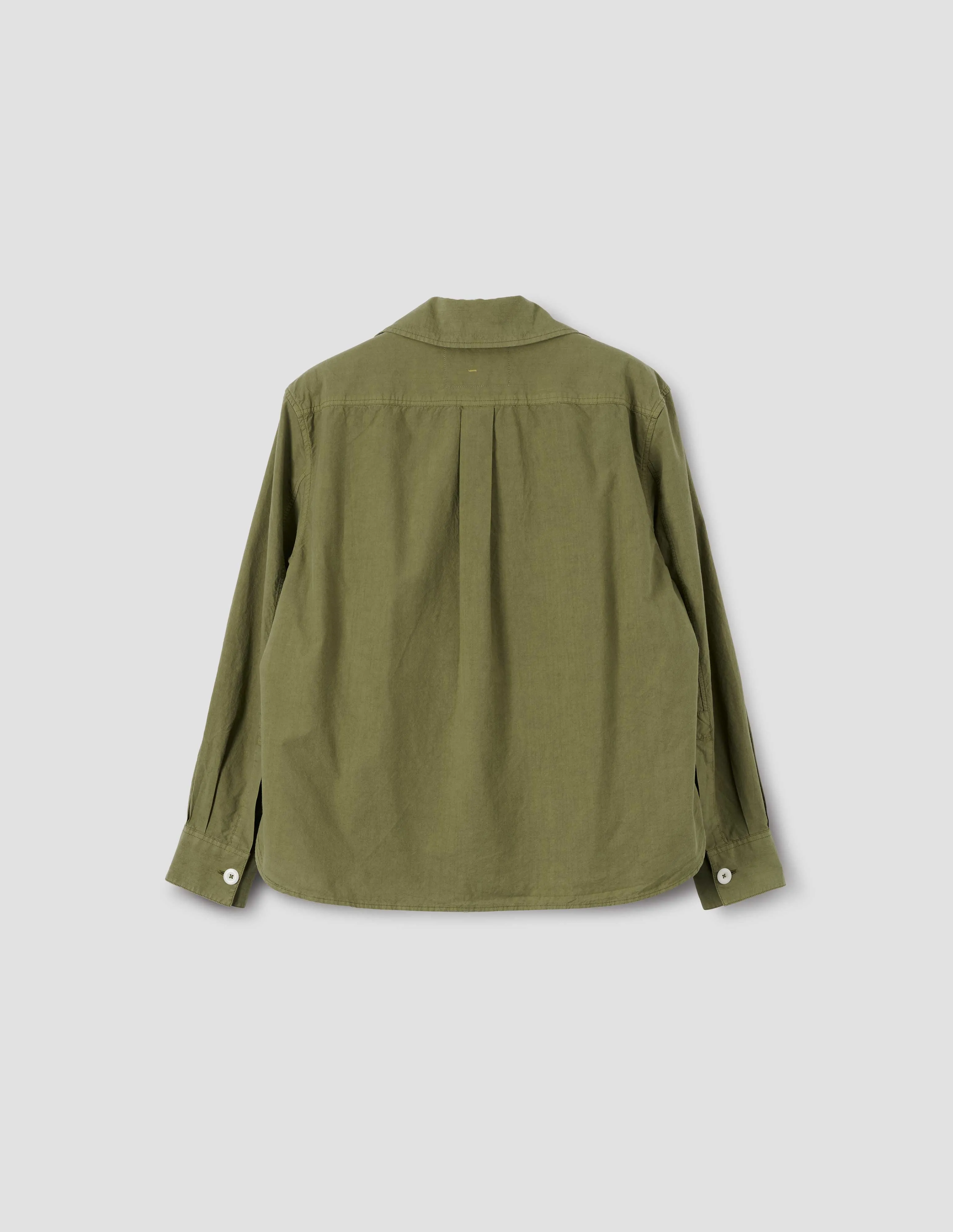 MHL. OPEN COLLAR SHIRT | LIGHT COTTON LYOCELL | OLIVE GREEN sold by Margaret Howell product image thumbnail 5