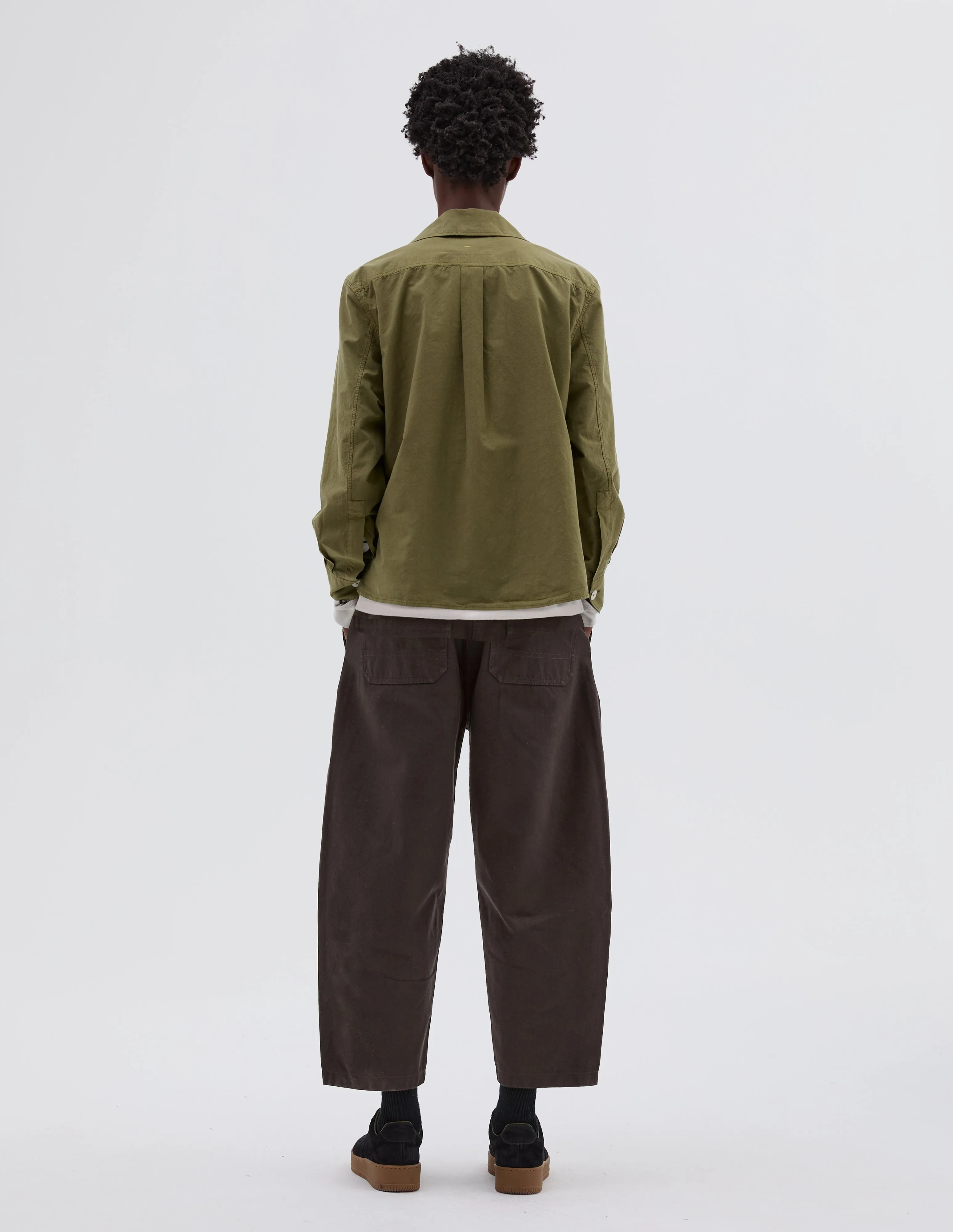 MHL. OPEN COLLAR SHIRT | LIGHT COTTON LYOCELL | OLIVE GREEN sold by Margaret Howell product image thumbnail 3