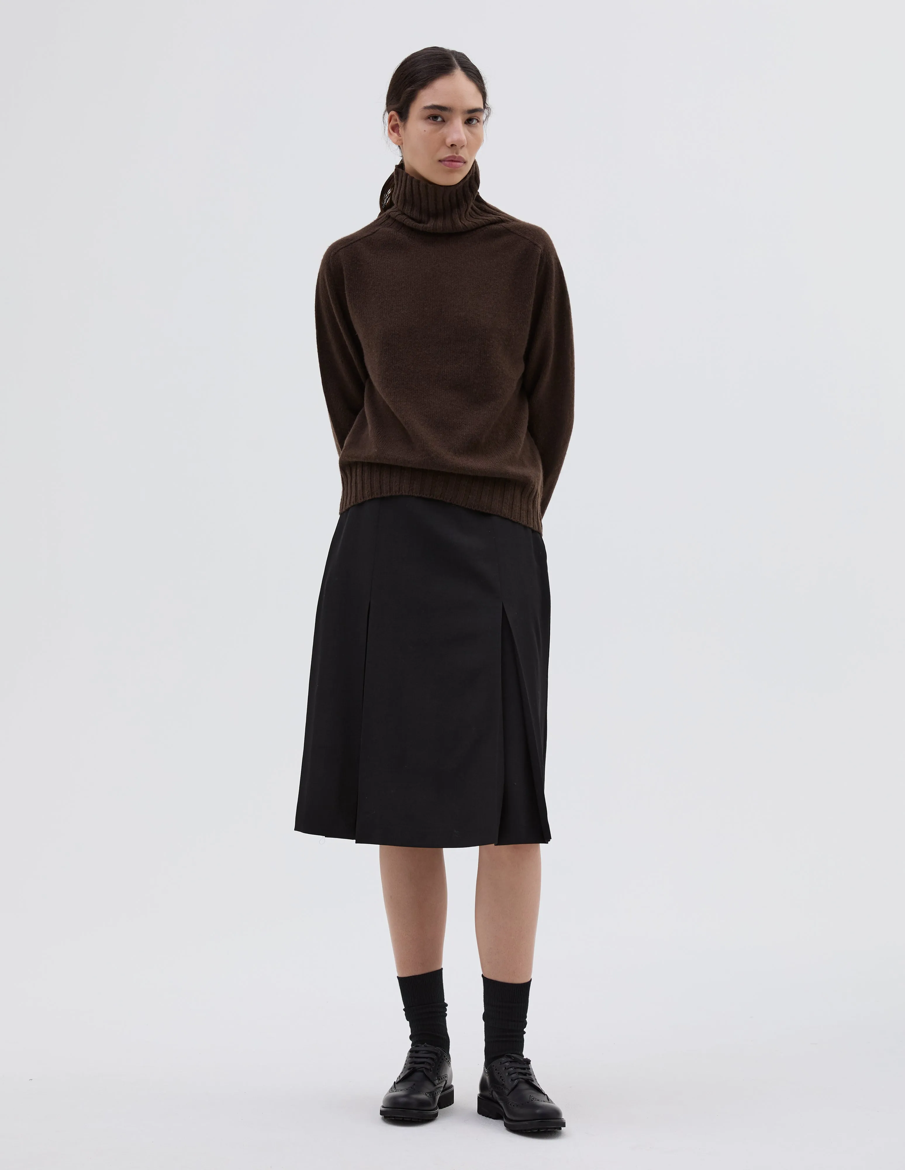 WIDE ROLL NECK | CASHMERE | BITTER CHOCOLATE sold by Margaret Howell product image thumbnail 2