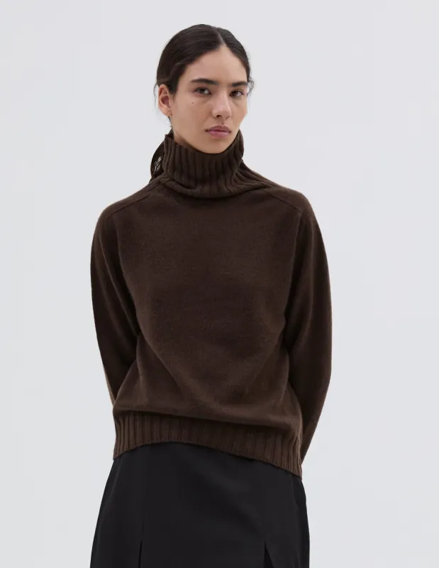 WIDE ROLL NECK | CASHMERE | BITTER CHOCOLATE sold by Margaret Howell
