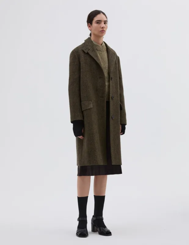 OVERCOAT | WIDE WOOL HERRINGBONE | BLACK / SAND sold by Margaret Howell
