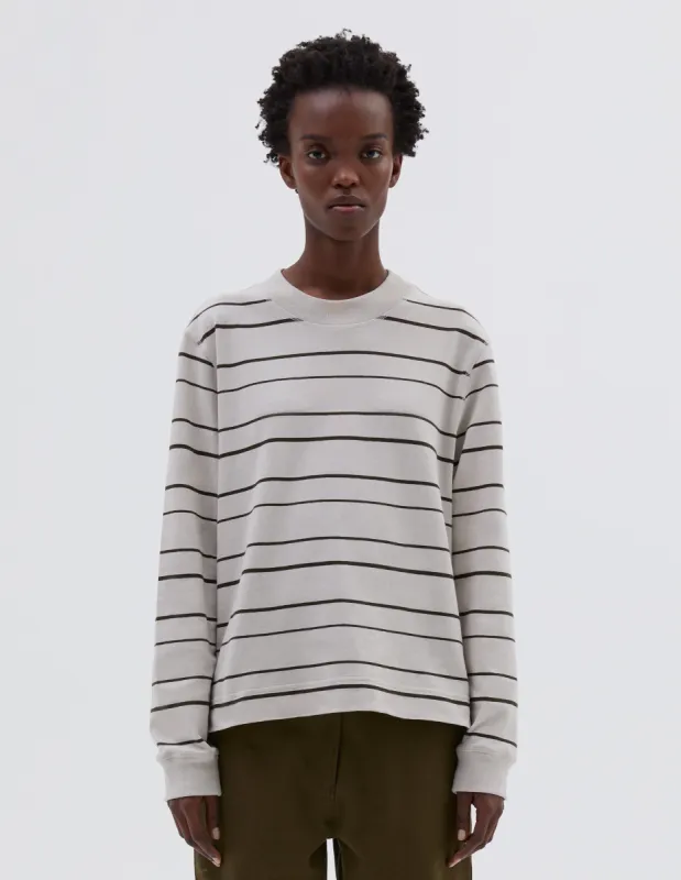 MHL. WIDE CREW MATELOT | SHADOW STRIPE JERSEY | CHALK / ASSAM sold by Margaret Howell