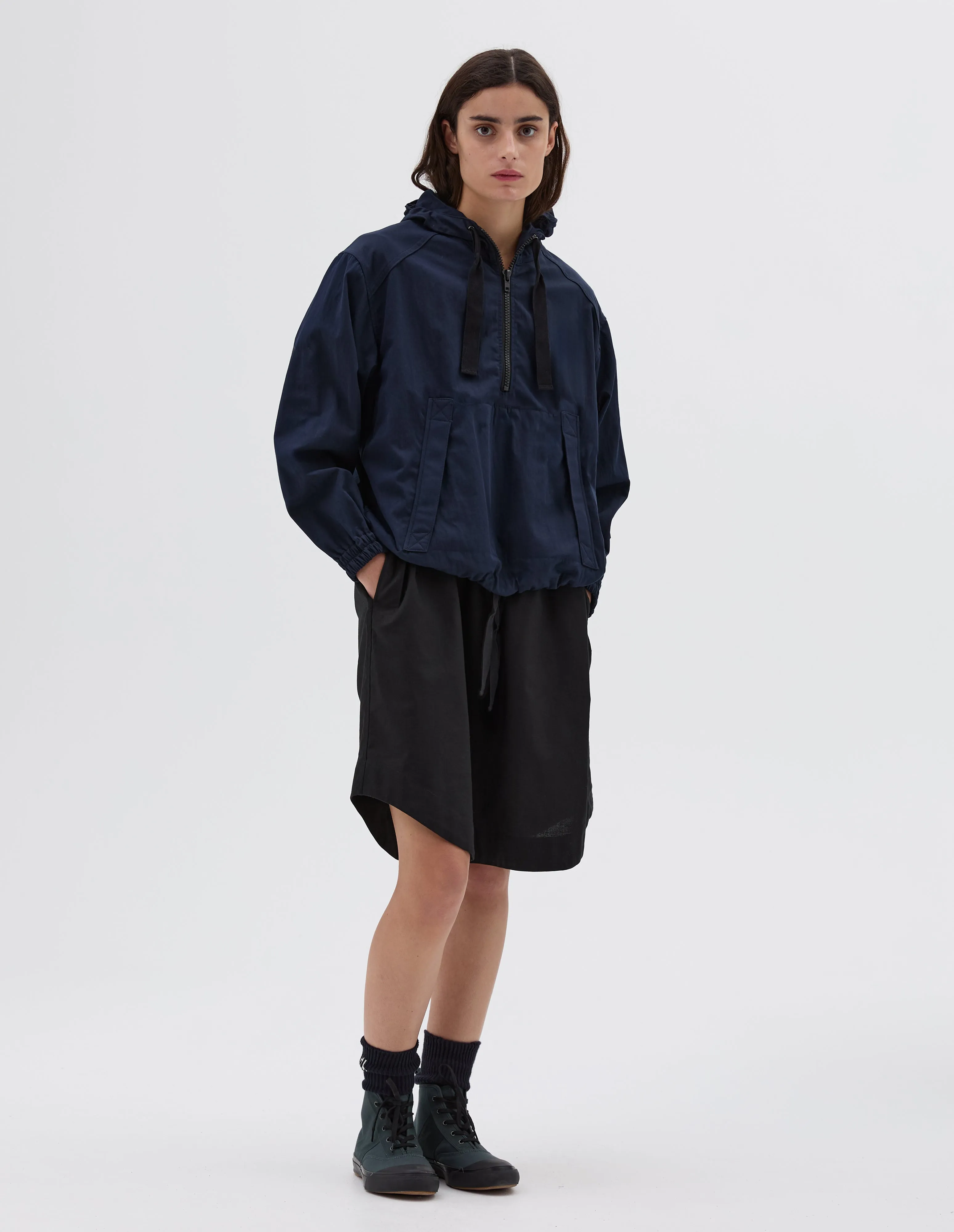 MHL. HOODED WINDCHEATER | PROOFED COTTON NYLON | NAVY sold by Margaret Howell