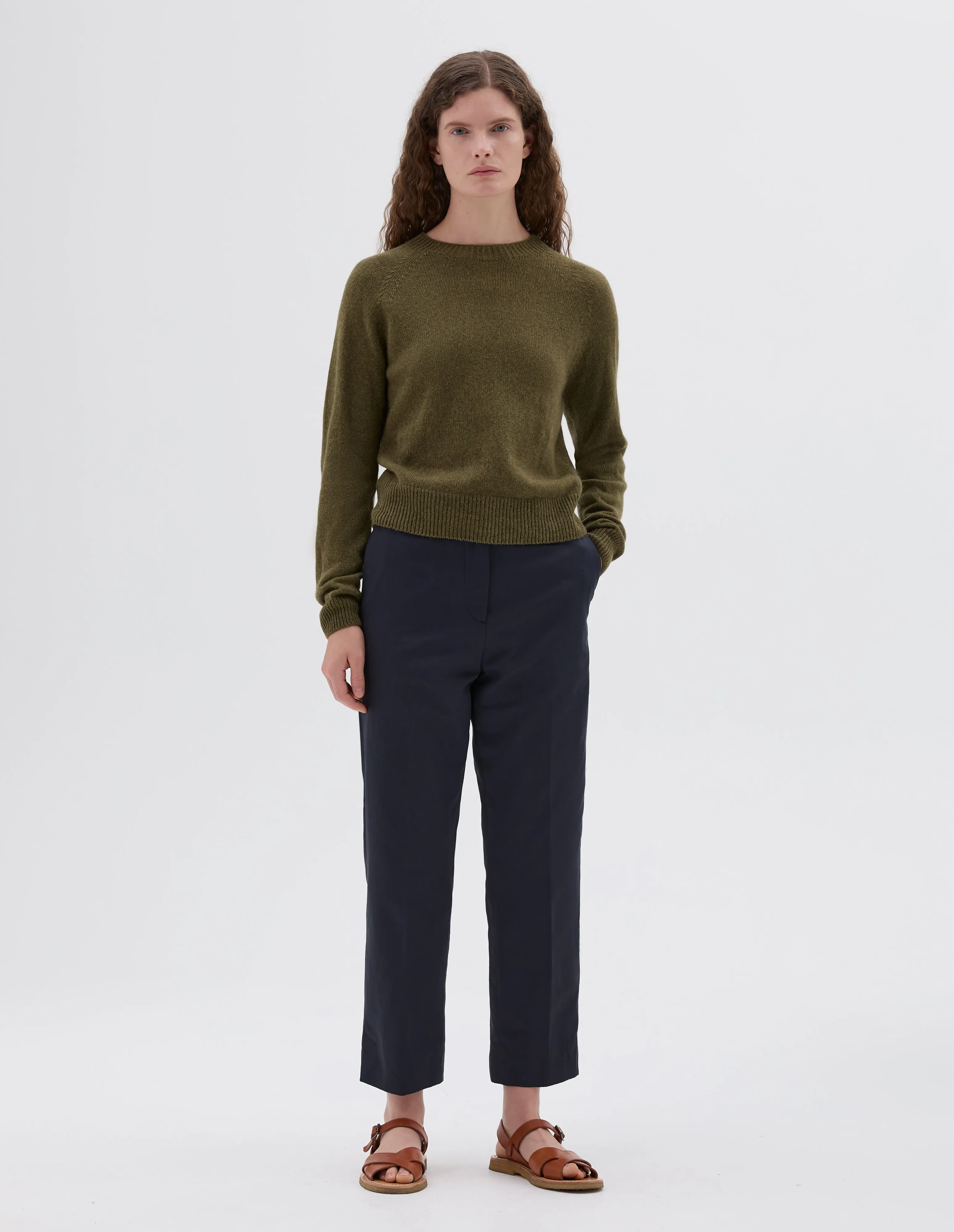 SHORT CLASSIC CREW NECK | ALPACA YAK | JUNIPER GREEN sold by Margaret Howell product image thumbnail 2