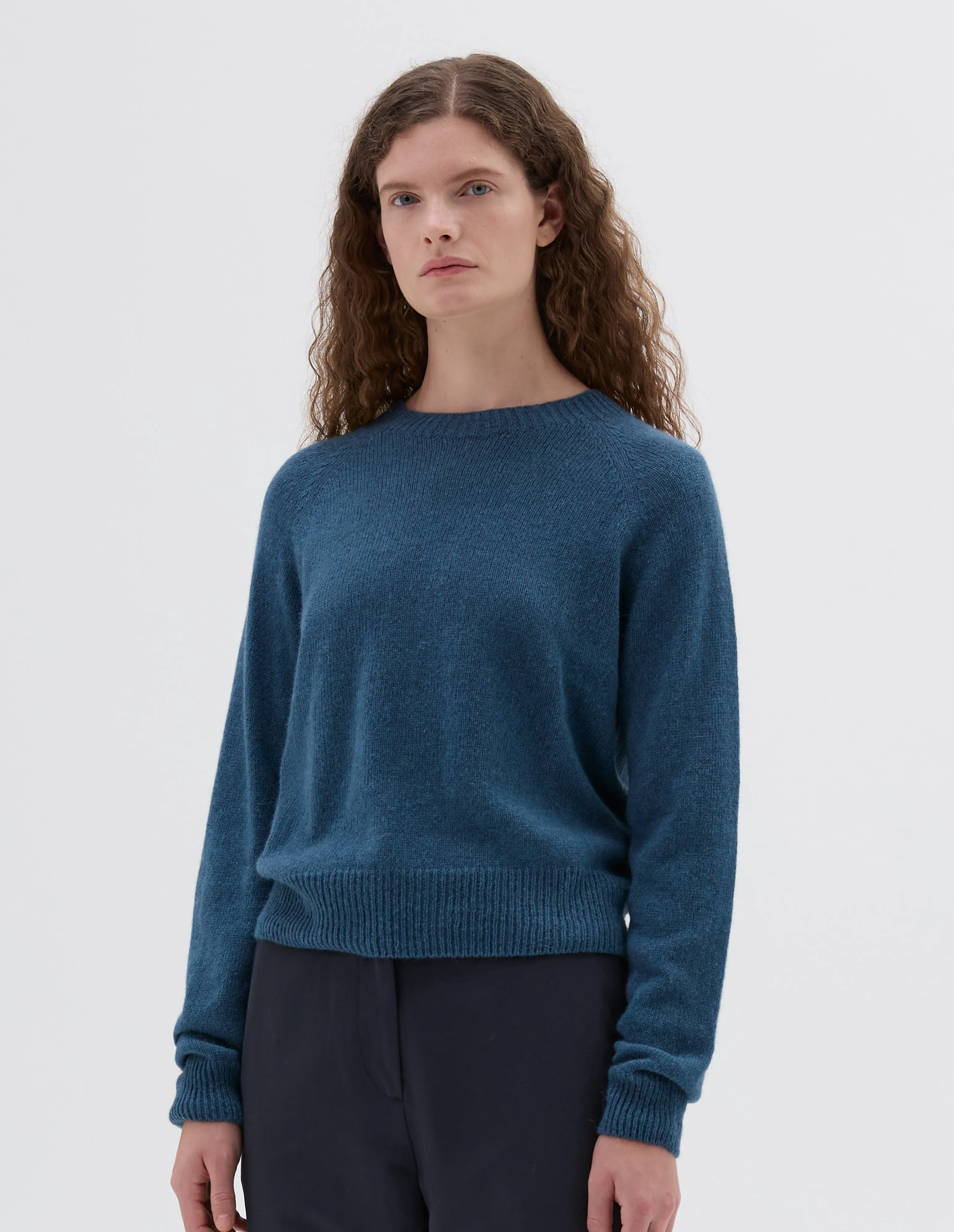 SHORT CLASSIC CREW NECK | ALPACA YAK | MINERAL BLUE sold by Margaret Howell